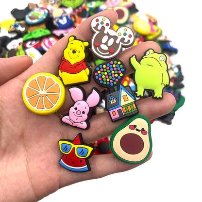30-200Pcs Random Mixed Cartoon Shoe Charms fit Clog Sandal Accessories Shoes Decoration Wristband Buckle Kids Party Gifts