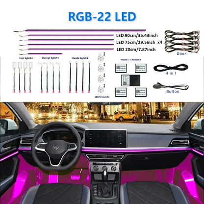 For BMW Only 22 In 1 Neon LED Car  Led Interior Ambient Light Car Acrylic Strip F10 F20 F30 E36 E39 E60 E87 E90 E91 E92 G20 G30