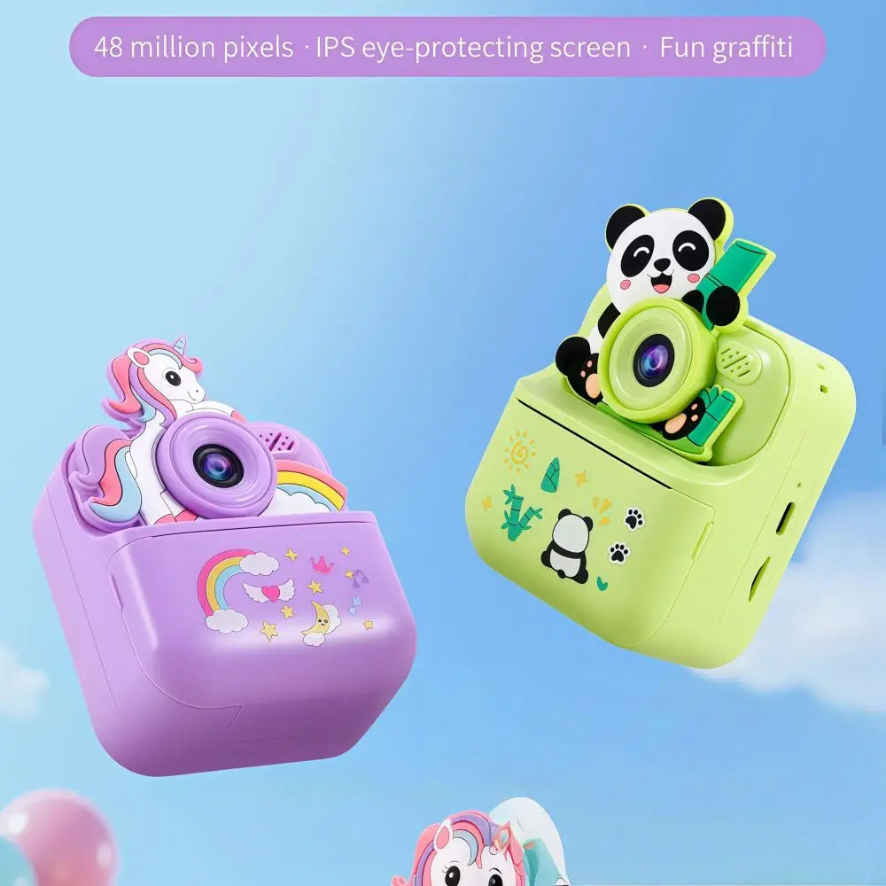 Children's Instant Camera, Can Take Photos and Print Them, Thermal Printing Camera, Dual Front and Rear Cameras, High-Definition, Birthday Gift for Boys and Girls, Children's Toy Camera