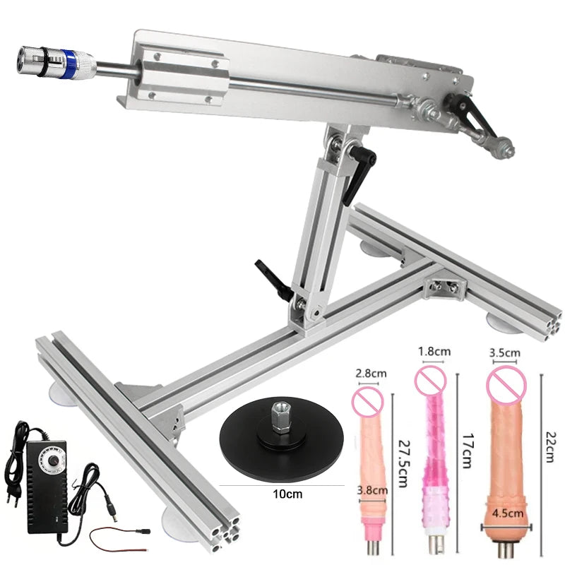 3XLR Telescopic Sex Machine with Dildo with Bracket 2-8CM/3-15CM/6-20CM Stroke 100V-240V Big Thrust Masturbation Sexual Kits