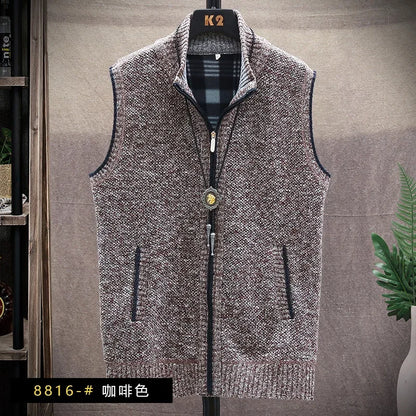 Atutumn and Winter New Men's Sweater Cardigan Knitting Vest Dailywear Warmth Thickened Zipper Jacket Waistcoat Male Streetwear