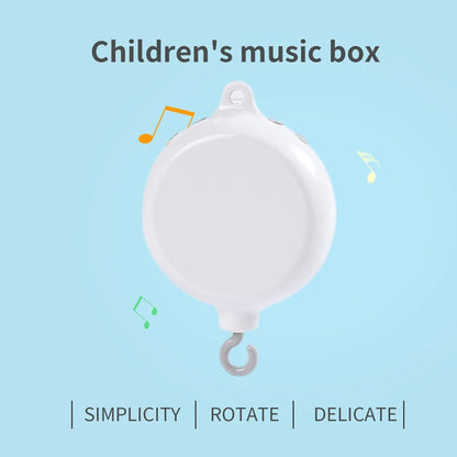 Crib Bell Rotary Music Box with Songs 0 12 Months Baby Bed Hanging Bell Toy Motor Accessory Pendant Toy Nursery Plays Wood Grain