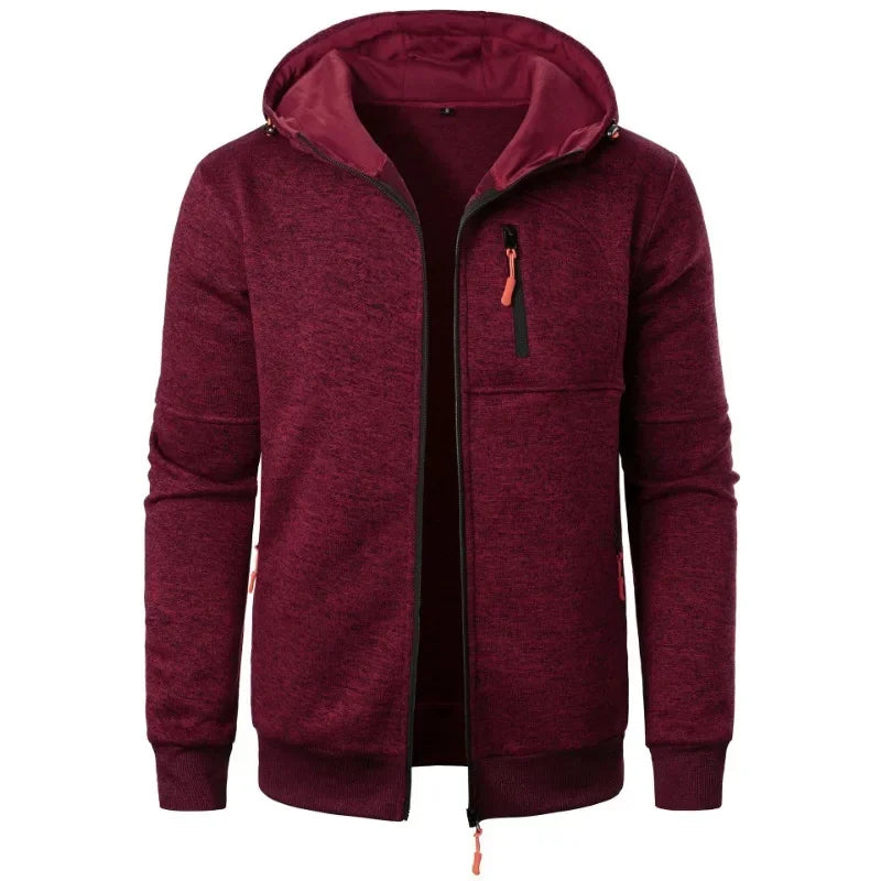 New Streetwear Men's Long Sleeve Sweatshirts for Men Zipper Hooded Oversize Winter Warm Jacket Coat Outdoor Tracksuit Men