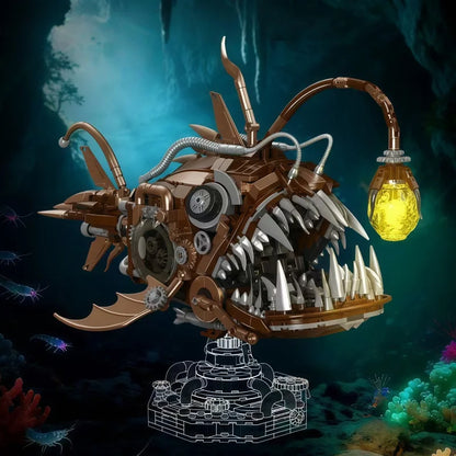 1236-piece mechanical lanternfish ocean animal building blocks, technical lanternfish MOC building block assembly model set, dec