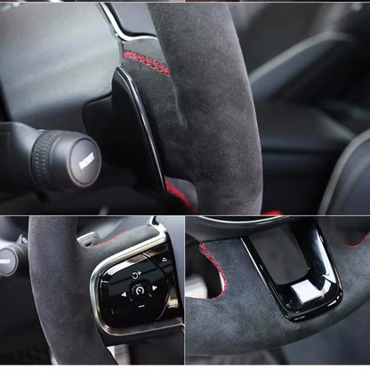Hand Sewing Soft Suede Car Steering Wheel Cover For Seat Ibiza(6J)(FR/CUPRA) 2015 Mii FR Leather Original Steering Wheel Braid