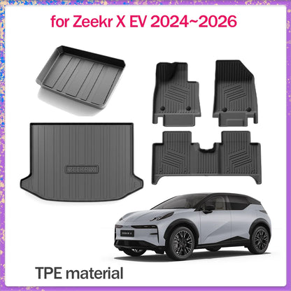 Car Floor Mat for Zeekr X EV 2024~2026 2025 TPE Foot Interior Liner Waterproof Trunk Storage Pad Carpet Custom Part Accessories