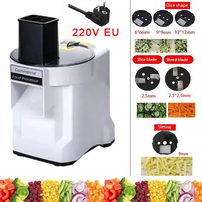 Commercial Dicing Machine K8600 White 3-in-1 Multi-Function Electric Cutter Strips Shreds Slices Dice Radish Potato Vegetables