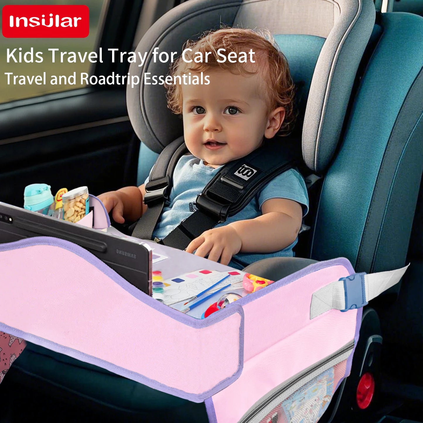 Child Go Out Small Drawing Board Kids Travel Tray for Car Seat Children's Car Portable Drawing Board Foldable Whiteboard 4-6Y