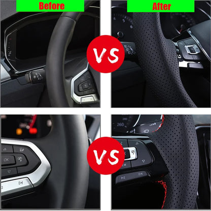DIY Black Leather Car Steering Wheel Cover For Honda S2000 2000-2008 Civic Si 2002-2004 Acura RSX Type-S 2002-2006