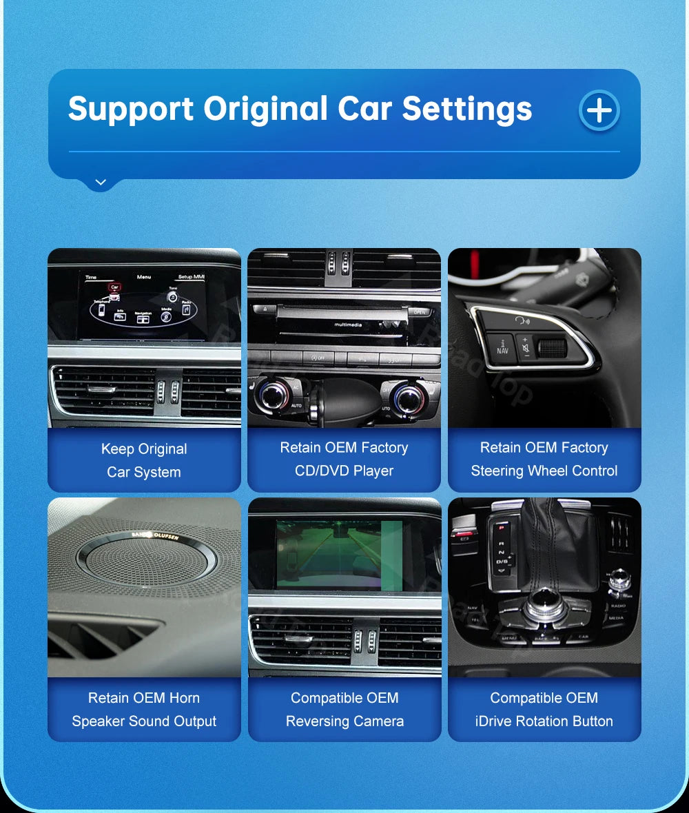 CN Road Top 8.9 12.3'' Touch Screen Multimedia Player Andriod Auto Link For Audi A4 S4 B8 2009-2015 GPS Carplay Display Car Play