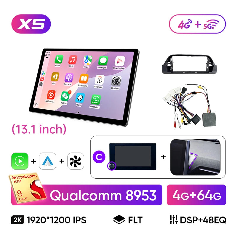 Ainavi 13.1 Inch For Toyota RAV4 2019 2020 2021 2023 2025 XA50 2K HDMI Car Radio CarPlay Android Auto Player 4G Car Multimedia