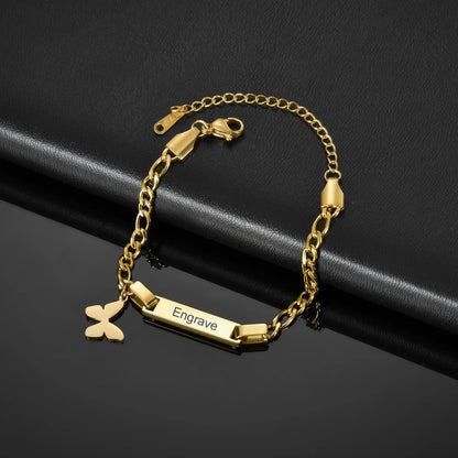 Engrave Custom Chirldren's Name Bracelets 30cm Necklace Stainless Steel Jewelery Sets for Kids Baby Personlized Christmas Gift