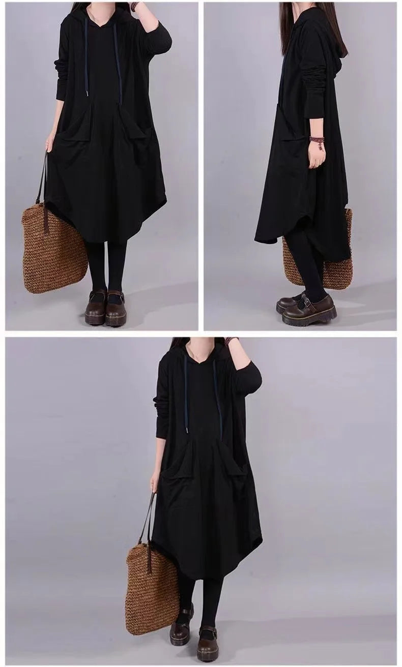 Casual Loose Long Sleeve Dress for Middle-Aged And Elderly Mothers Spring Autumn plus Size Women's Clothing Slimming Belly Co...