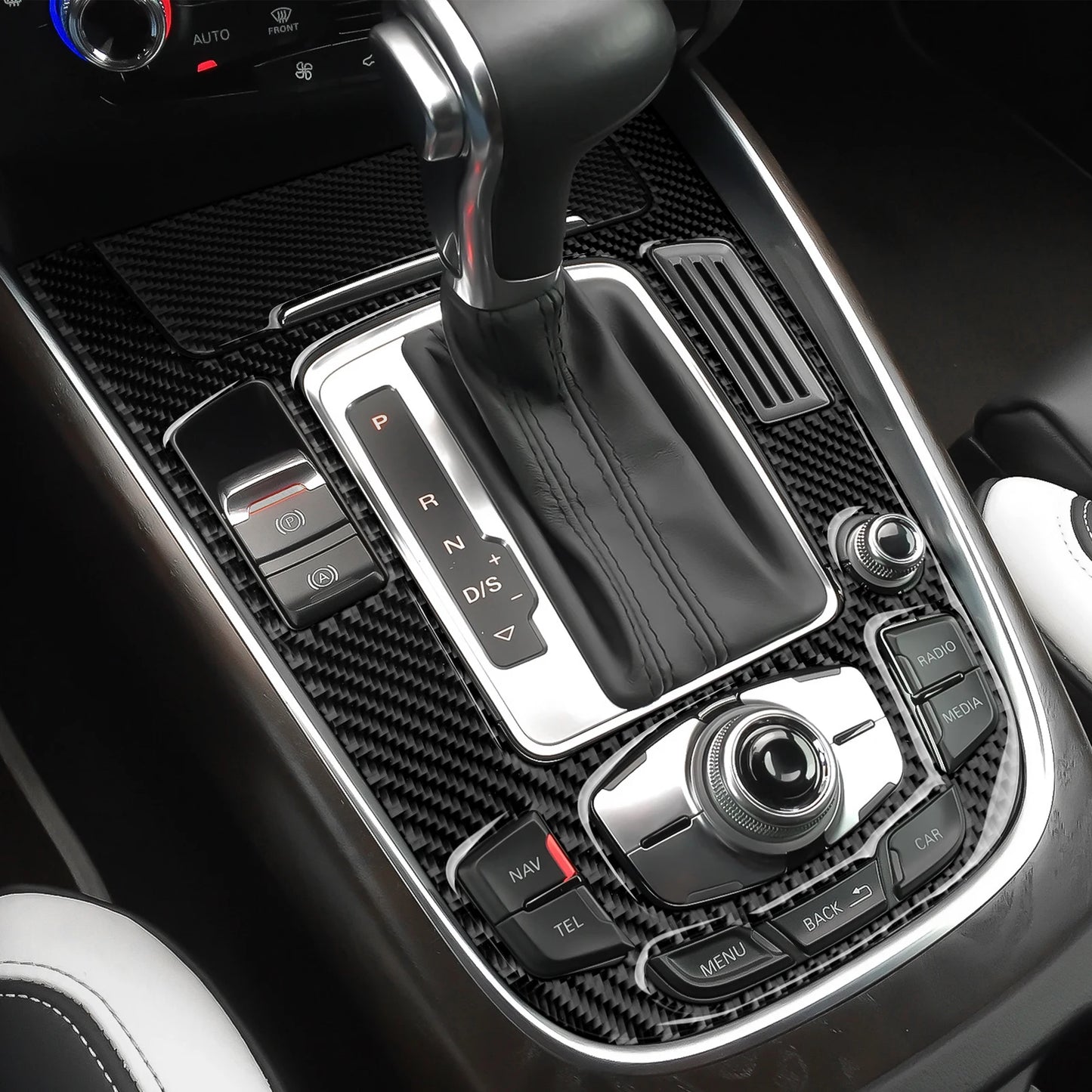 Car Center Console Gear Shift Panel Set, For Audi A4 S4 RS4 A5 S5 RS5 (2007-2016) Carbon Fiber Interior Sticker Trim Accessories