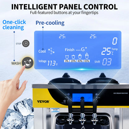SucceBuy 22-30 L/H Soft Ice Cream Machines Commercial Tricolor Desktop Sweet Cone Freezing Equipment Vending Machine