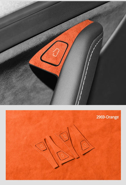 Top Suede For Tesla Model 3 Model Y (2019-2024) Door Switch Button Trim Cover Protection Decoration Car Interior Accessories