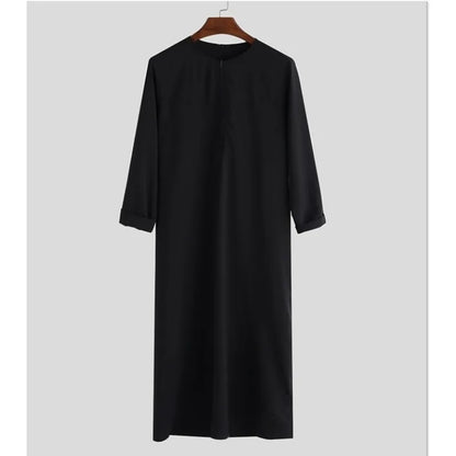 2025 New Muslim Arab Dubai Mens Loose Robe Zipper Shirt Ethnic Clothing