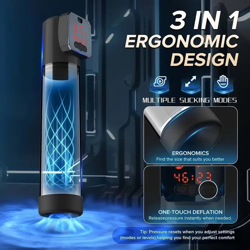 Electric Penis Pump for Man Automatic Vacuum Sucking Vibrator Enlarge IPX7 Waterproof 5 Suction 6 Training Modes Adult Sex Toys
