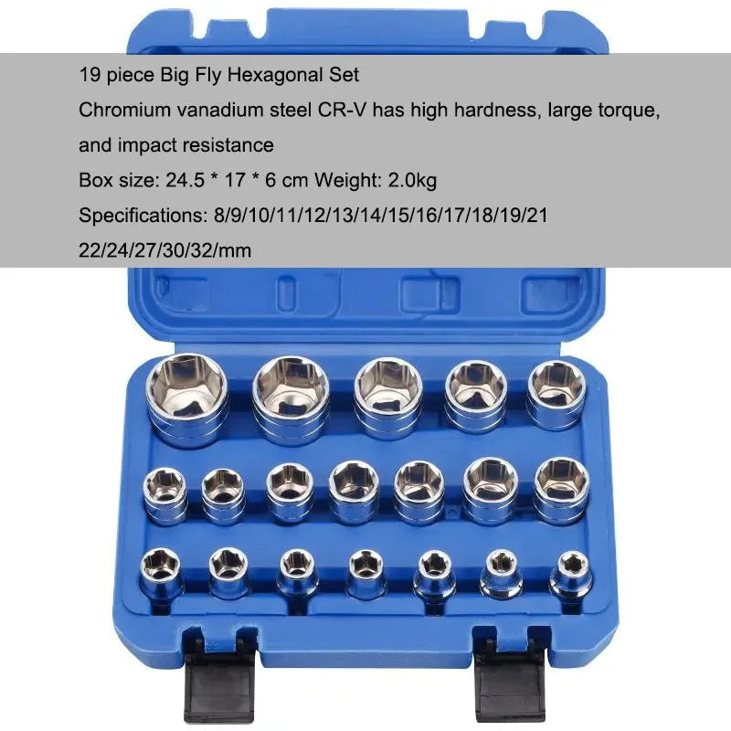 21 Pcs 1/2 Hexagon Torx Sockets Set Ratchet Wrench Tool 8-36mm Specification Socket Head Set Auto Repair Equipment