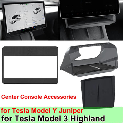 For Tesla Model Y Juniper 2025 Accessories Under-Screen Storage Organizer Box Center Console Screen Protect Trim Charge Pad Mat