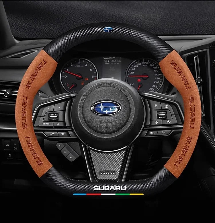 For Subaru STI Brz Wrx Xv Ascent Forester Outback Impreza Legacy Car Suede Carbon fiber Anti-slip Ventilate Steering Wheel Cover