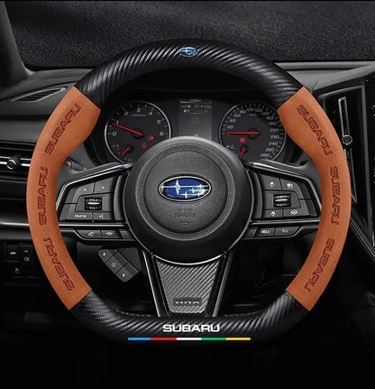 For Subaru STI Brz Wrx Xv Ascent Forester Outback Impreza Legacy Car Suede Carbon fiber Anti-slip Ventilate Steering Wheel Cover