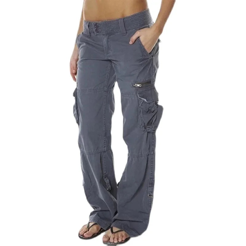 High Waist Straight Leg Cargo Pants Women Baggy Trousers Casual Comfortable Ladies Fashion Autumn Collection Natural Waist