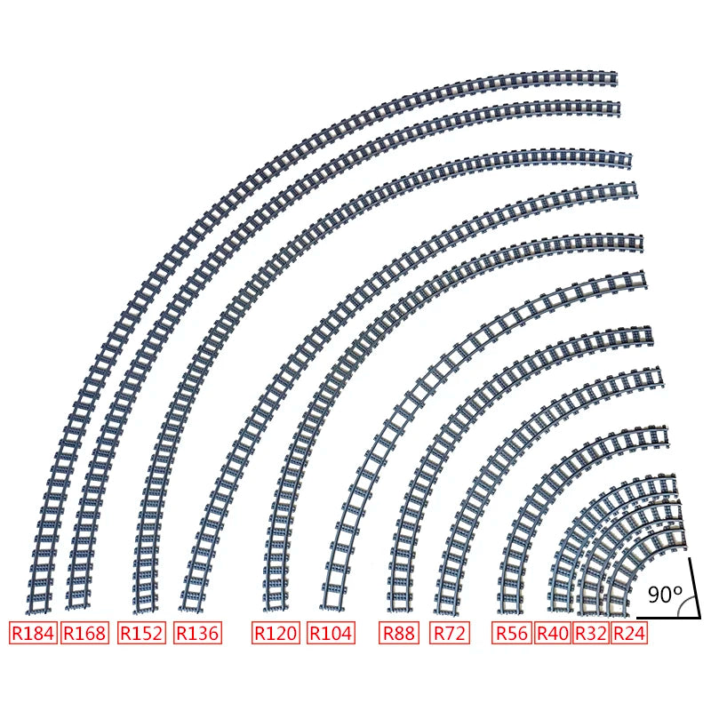MOC City Bricks Train Flexible Construction Parts Railway Curve Track R104 Building Blocks Model Accessories Compatible 53401
