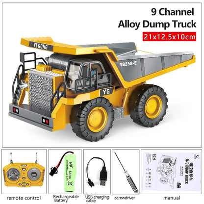 4WD RC Excavator Bulldozer Alloy Dump Truck Electric Remote Control Loading and Unloading Construction Vehicle Model Toy Gift