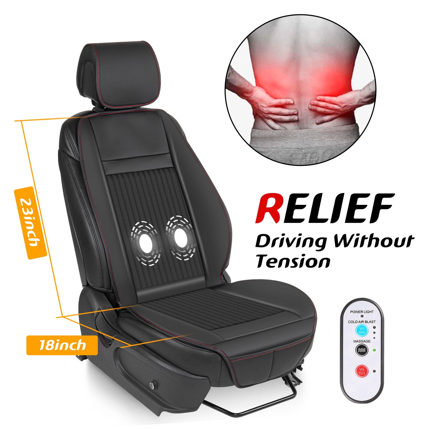 Luxury Heated and Cooling Car Seat Cover, Ventilated Cooling Car Seat Warmer Cushion 12-24V Universal Fit, Classic Black