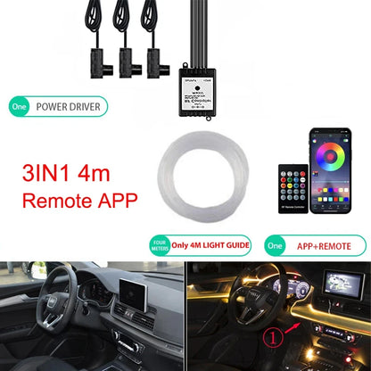 Neon LED Ambient Lighting Car 6in1 8m RGB LED Atmosphere Interior Strip Light Fiber Optic APP Control Auto LED Decorative Lamp