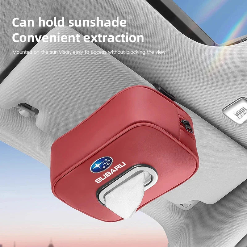 High-capacity Car Interior Tissue Box Kleenex Storage Bag Accessories For Subaru STI Forester Impreza Legacy Outback XV BRZ WRX