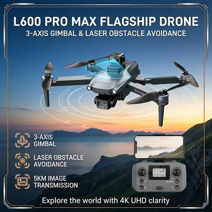 L600 PRO / L600 PRO MAX Drone 4K Professional HD Dual Cameras 3-axis Gimbal 5G WIFI Brushless Obstacle Avoidance Security Drone