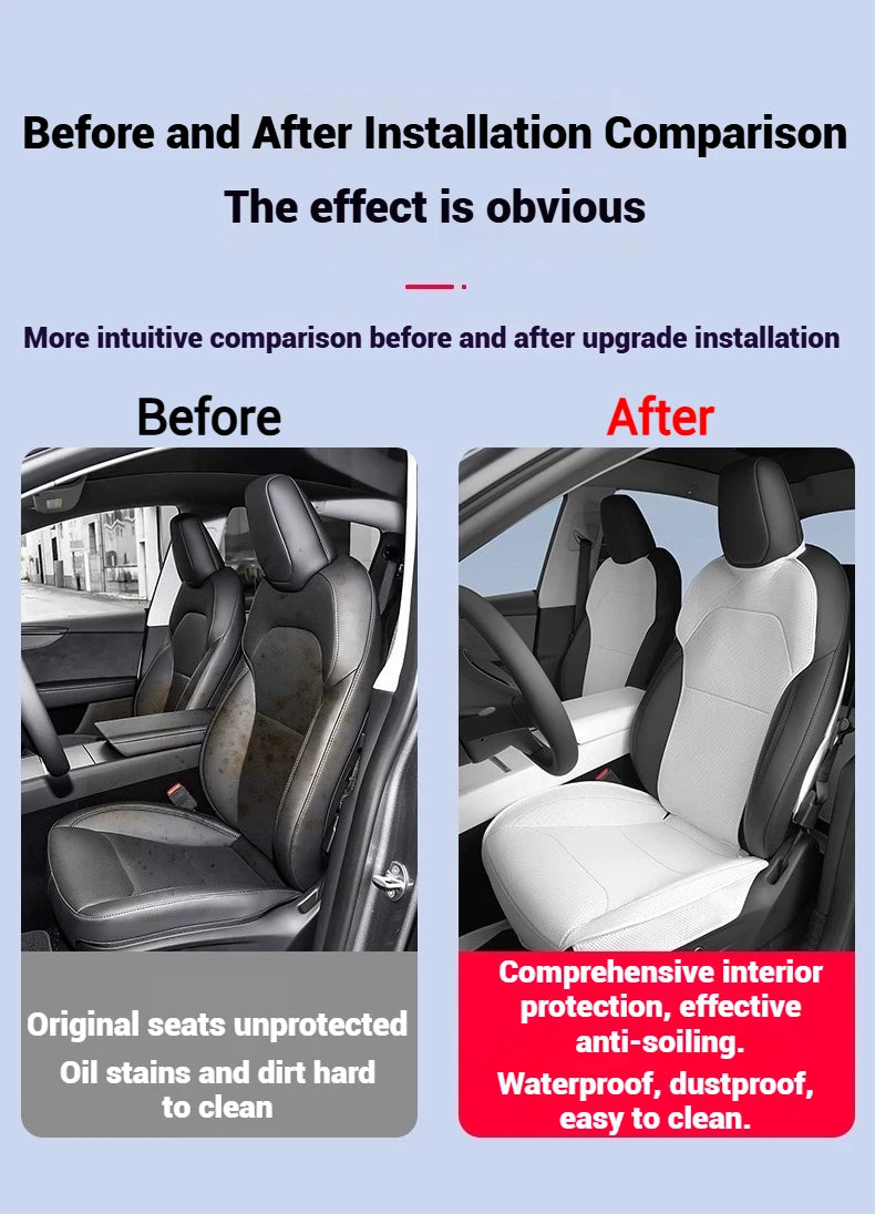 For Tesla Model Y Juniper 2025+ & 2026 Nappa Leather Seat Cushion Ventilation Comfortable Split Single Sitting Back row Set