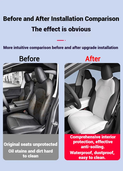 For Tesla Model Y Juniper 2025+ & 2026 Nappa Leather Seat Cushion Ventilation Comfortable Split Single Sitting Back row Set