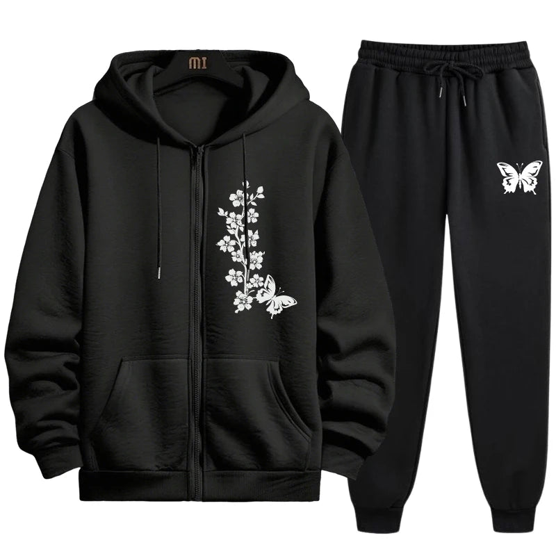 Autumn Winter Casual Sportswear 2025 Womens Tracksuit Set 2 Pieces Zipper Hoodie with Joggers Pants Urban Streetwear Outfit