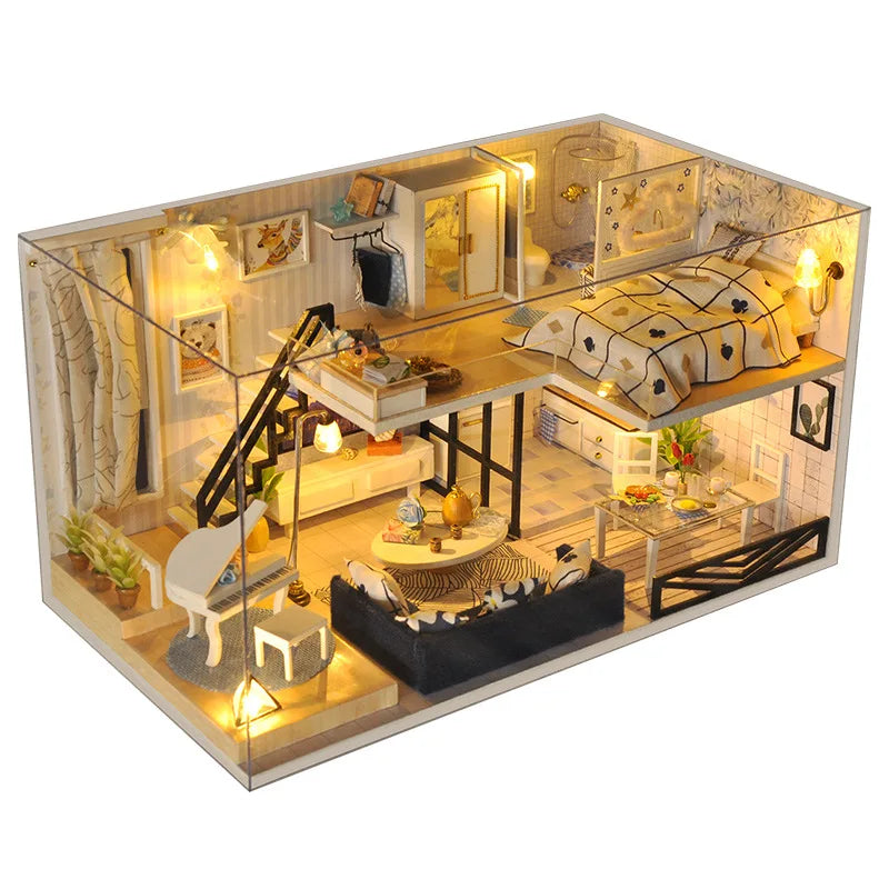 High Difficulty 3D Wooden Puzzle Adult DIY Assembly Mini House Model Creative Handicraft Educational Leisure Toy Holiday Present