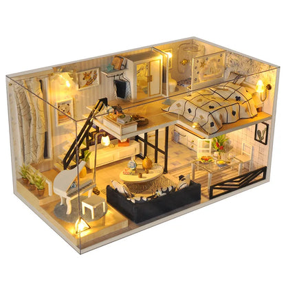 High Difficulty 3D Wooden Puzzle Adult DIY Assembly Mini House Model Creative Handicraft Educational Leisure Toy Holiday Present