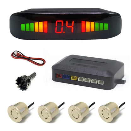 Car Parking Sensors Parking Kit LED Display 22mm 4 Sensors Backlight Reverse Backup Radar Monitoring System 6 Colors 12V