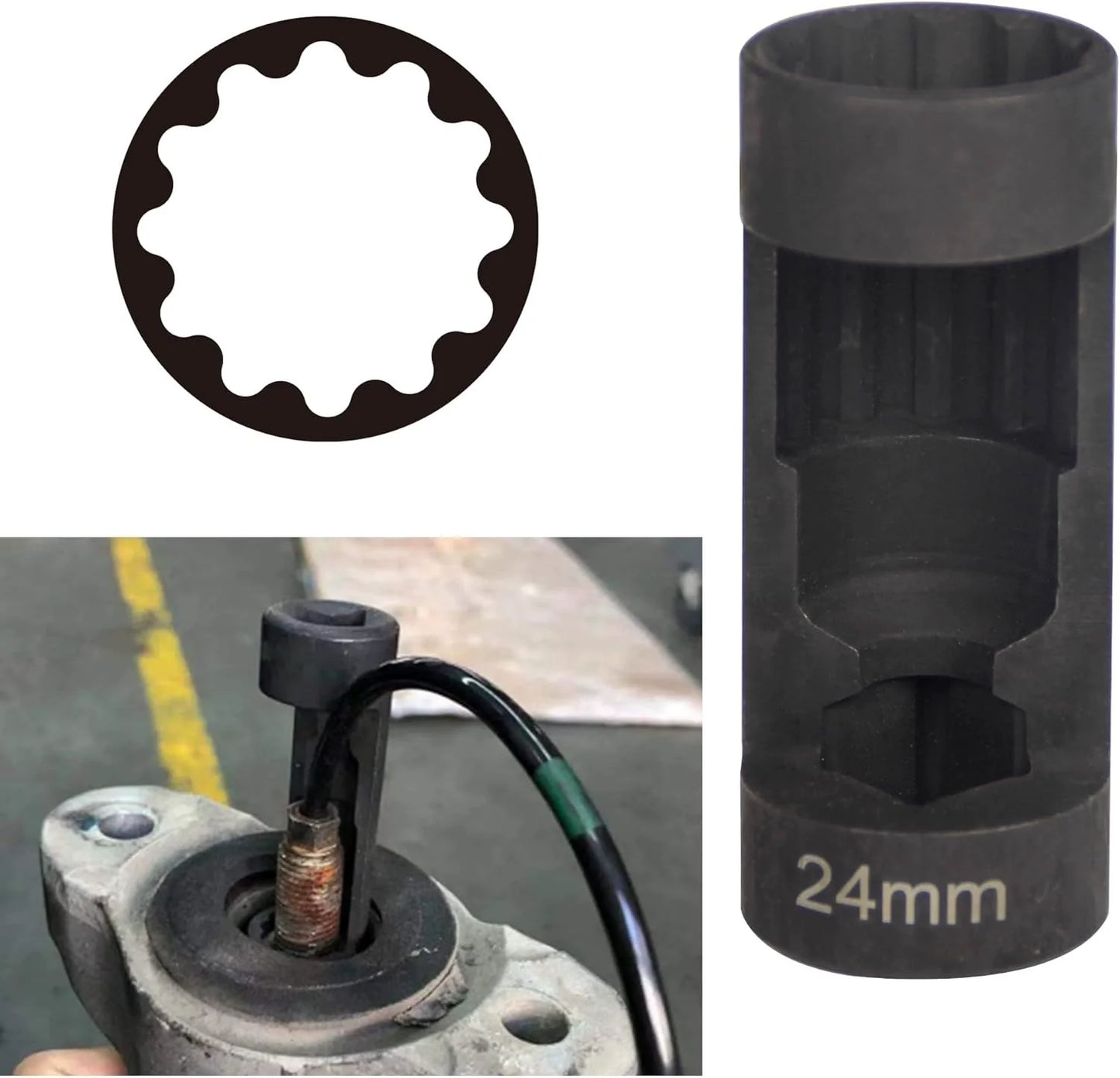 Automotive 1/2 Inch Drive 12 Point Suspension Strut Socket Tool 16-24mm Shock Absorber Nut Remover for Car Auto Repair Hand Tool
