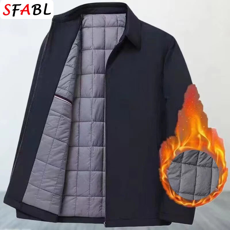 Casual Thermal Warm Winter Jackets for Men Business Blazers Coat Fleece Lining Men's Winter Jacket Luxury Parka Outerwear L-3XL