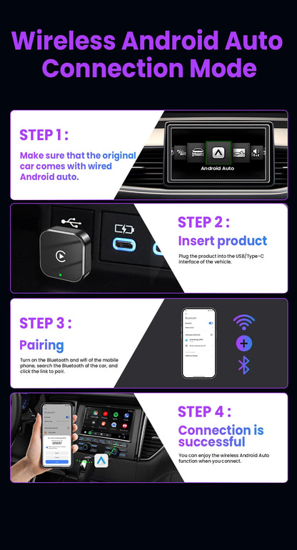 2026 2in 1 Wireless CarPlay Dongle Wireless Android Auto Adapter AI Smart Box 5Ghz WiFi Type-C/USB Plug and Play Car accessories