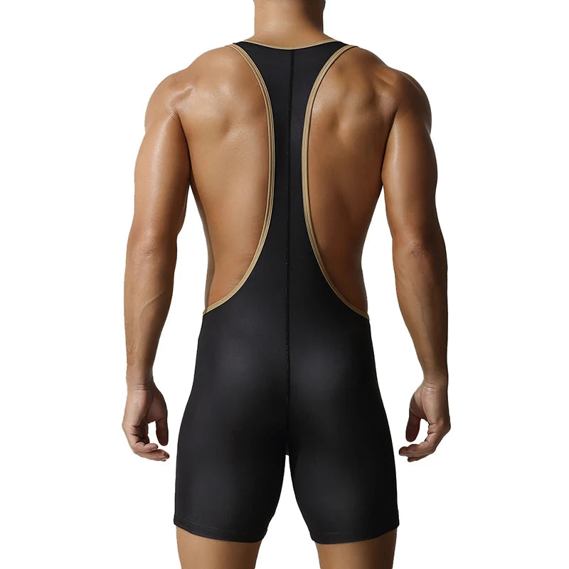 Men's one-piece shapewear, one-piece vest, high elasticity, tight fitting sports and fitness one-piece swimsuit