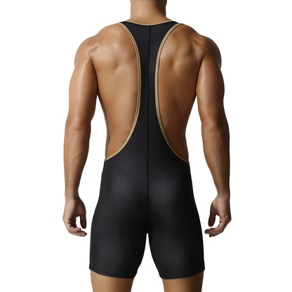 Men's one-piece shapewear, one-piece vest, high elasticity, tight fitting sports and fitness one-piece swimsuit