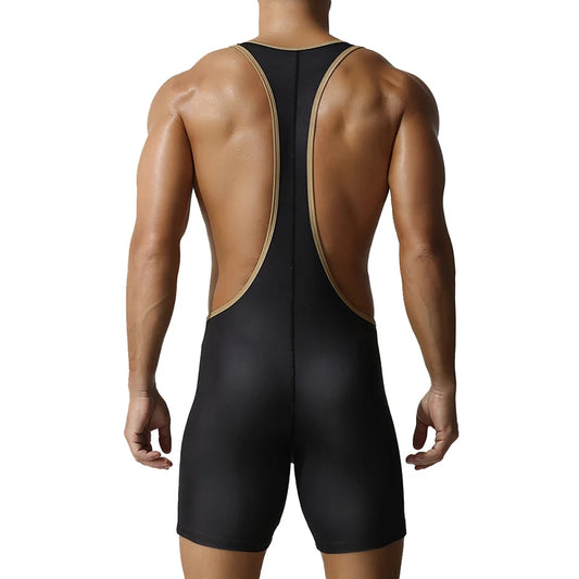 Men's one-piece shapewear, one-piece vest, high elasticity, tight fitting sports and fitness one-piece swimsuit