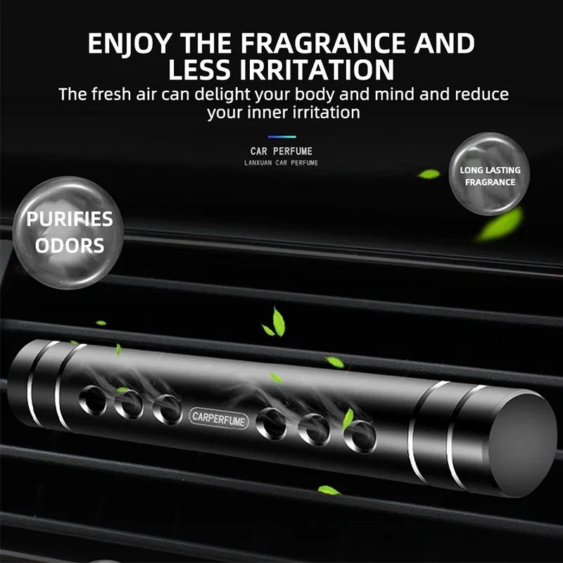 Car Fragrance Cylindrical Aroma Diffuser Vent Clips Set with 5 Refill Sticks for Women Men Automotive Fragrance Accessorie
