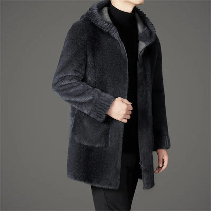 Casual Slim Solid Woolen Coat High Qualit winter jacket men fashion Woolen Coat Men's Casual Wool hooded trench coat Men Jacket