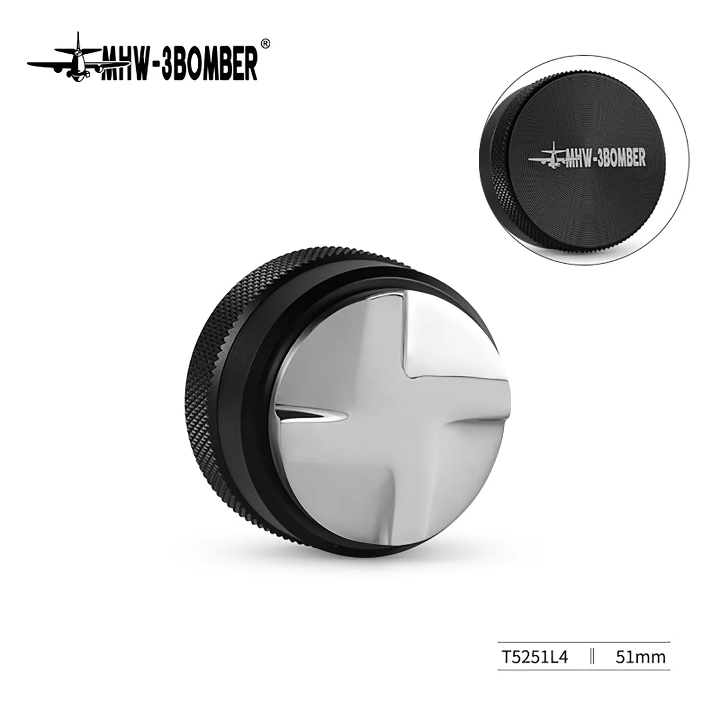 MHW-3BOMBER Coffee Tamper 51/53.35/58.35MM 2 Springs Espresso Tamper Stainless Steel Thread Base Home Barista Coffee Accessories