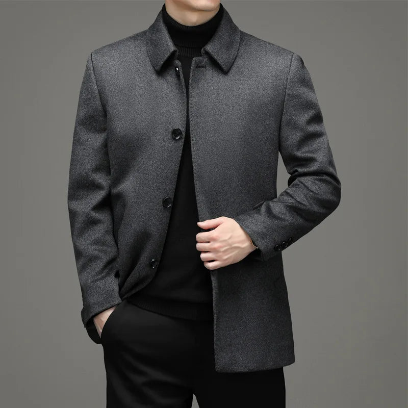 QYLVAWOY Men's Wool and Trench Coats Cashmere Jackets Lapel Man Jacket Coat Autumn Winter Clothes for Man Luxury Business Casual