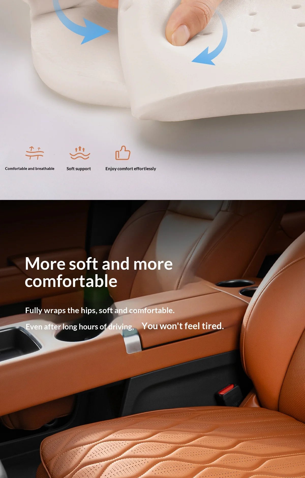 Wave style car seat cushion, creative accessory for car interior. Breathable and ventilated, suitable for all seasons